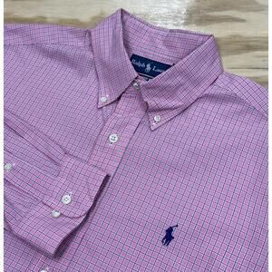 Vintage Ralph Lauren Classic Fit Oxford Dress Shirt Pink Men's Size 16 32/33